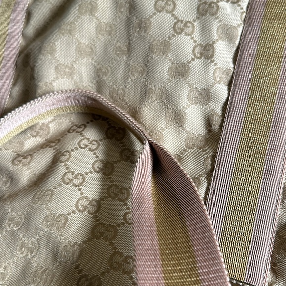 Beige GG Canvas Pink And Gold Web Tote Bag - Picture 13 of 13